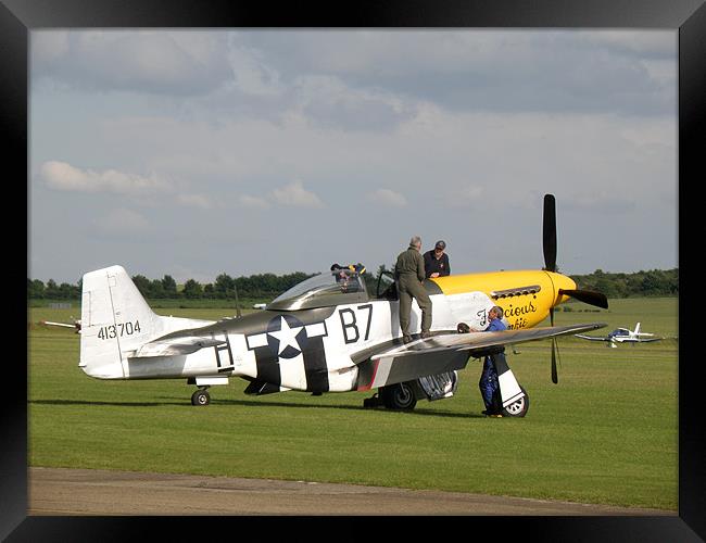 P-51D Mustang - The de-briefing Framed Print by Edward Denyer