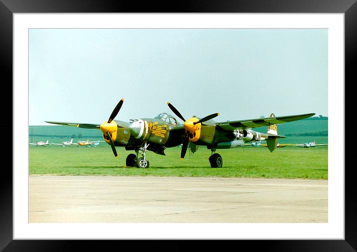 Lockheed P-38J Lightning Framed Mounted Print by Edward Denyer