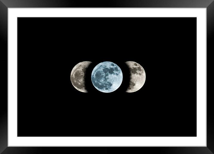 Blue moon phases Framed Mounted Print by Robert clarke