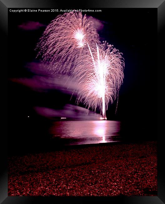  Fireworks out to sea Framed Print by Elaine Pearson