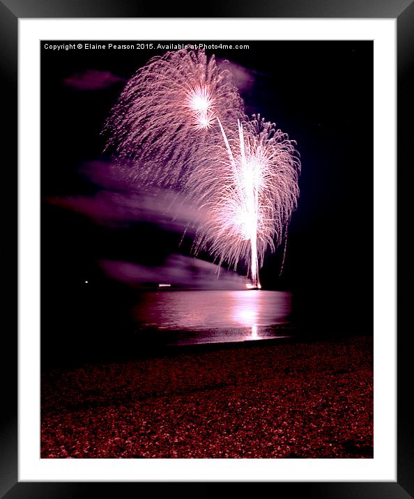  Fireworks out to sea Framed Mounted Print by Elaine Pearson