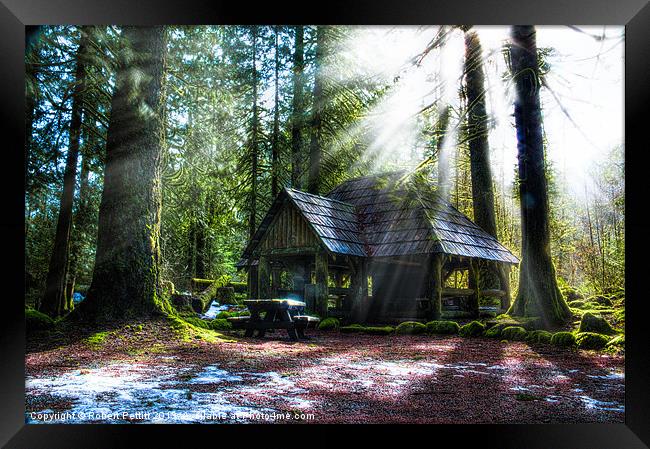 Shelter in the Woods Framed Print by Robert Pettitt