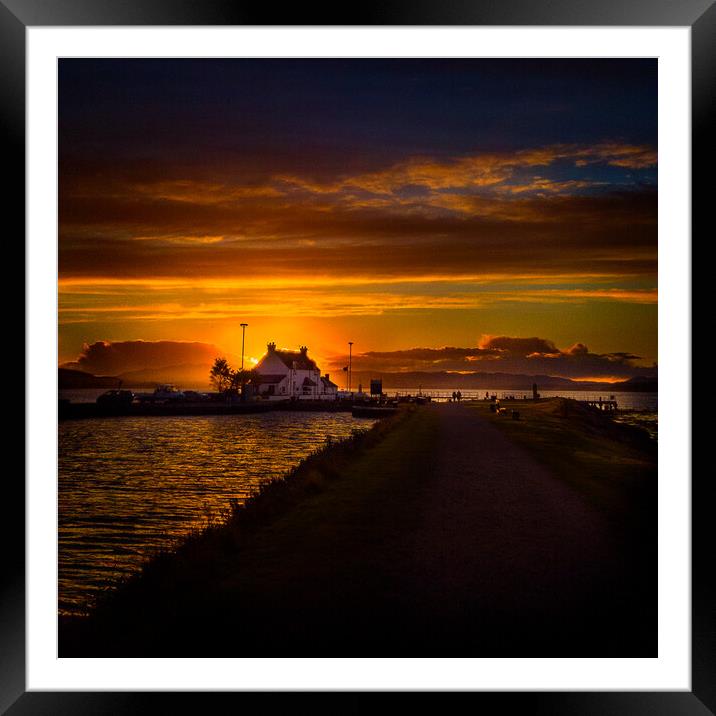 Muirtown Locks Sunset Framed Mounted Print by Macrae Images