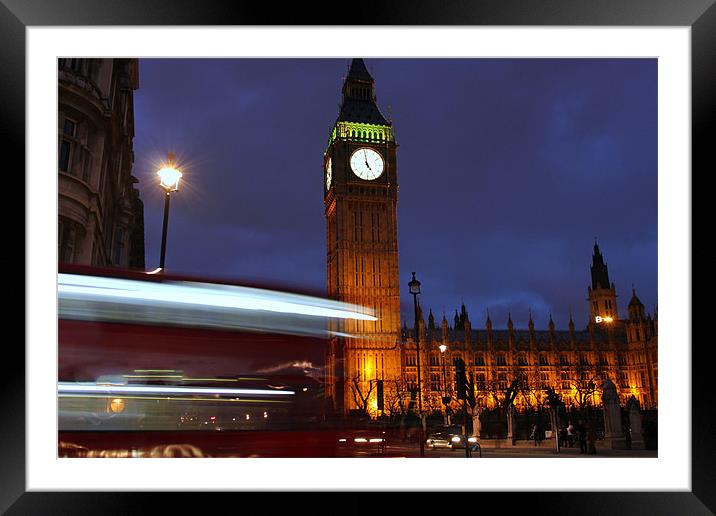 Big Ben long exposure at night. Framed Mounted Print by Rebecca Briggs
