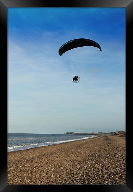 Paramotoring Along The Beach Framed Print by Adrian Wilkins