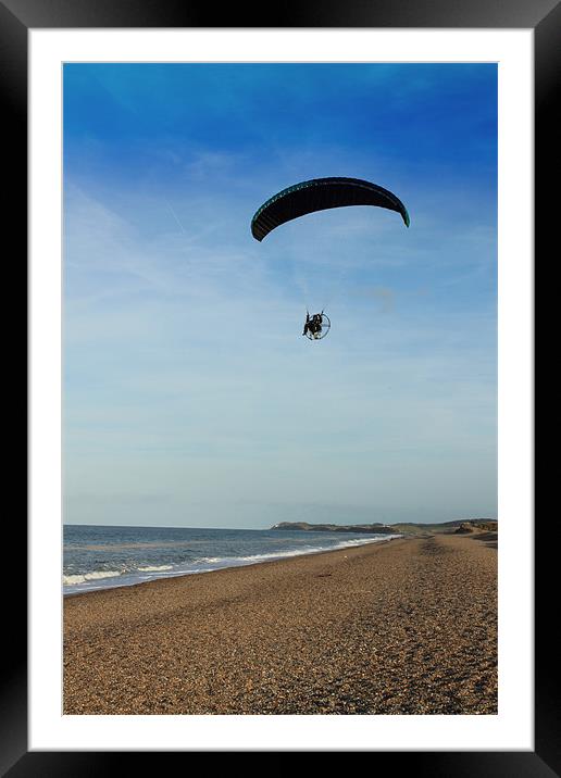 Paramotoring Along The Beach Framed Mounted Print by Adrian Wilkins