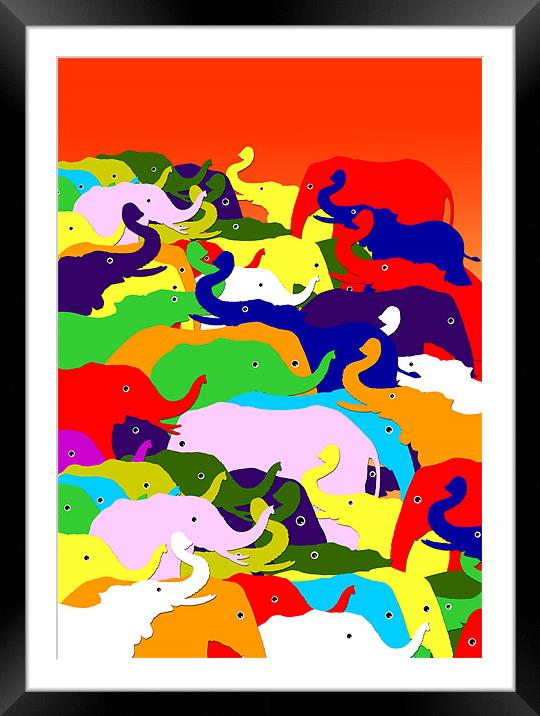 Painted Elephants Framed Mounted Print by Adrian Wilkins