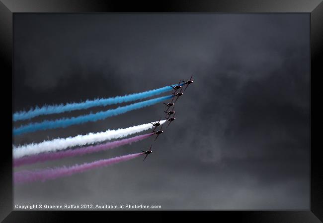 Red Arrows in flight Framed Print by Graeme Raffan