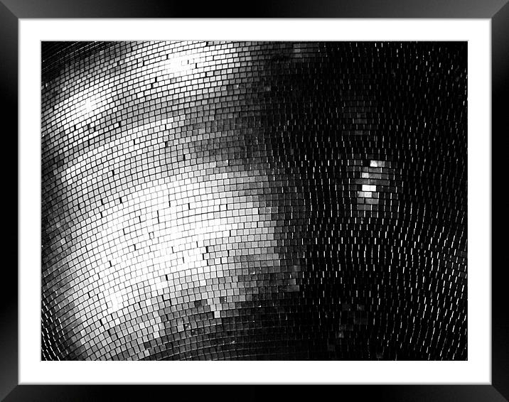 black and white mirror ball Framed Mounted Print by Andrea Hutchison