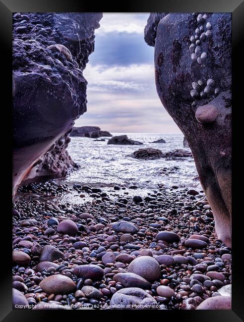 Rock Framed Beach Framed Print by Fraser Hetherington