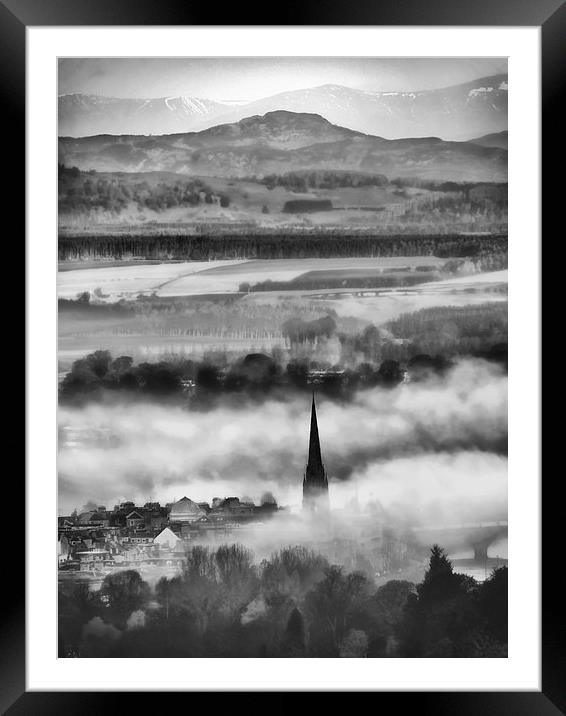Misty Perth Framed Mounted Print by Fraser Hetherington