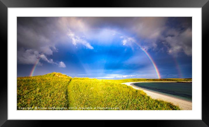 Sunshine Rainbow on Uist Framed Mounted Print by Fraser Hetherington