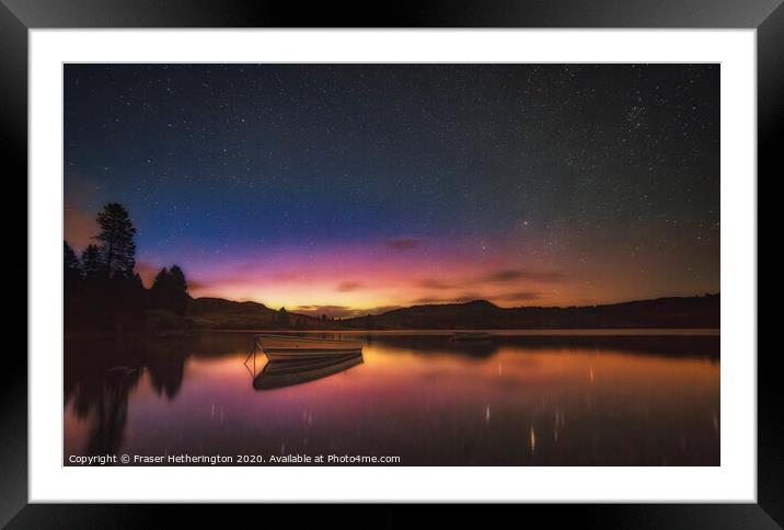 Loch Ordie Aurora Framed Mounted Print by Fraser Hetherington
