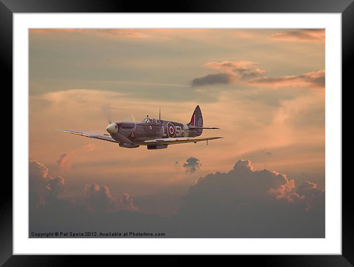 Sunset Spitfire Framed Mounted Print by Pat Speirs