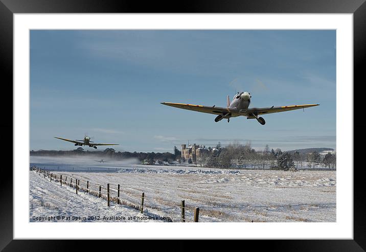 Spitfire Scramble Framed Mounted Print by Pat Speirs