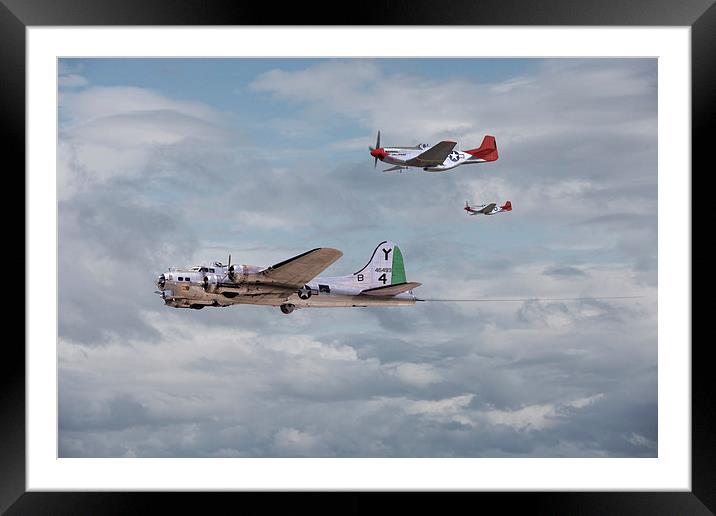 P51 Mustang - Red Tails - Bringing them Home Framed Mounted Print by Pat Speirs