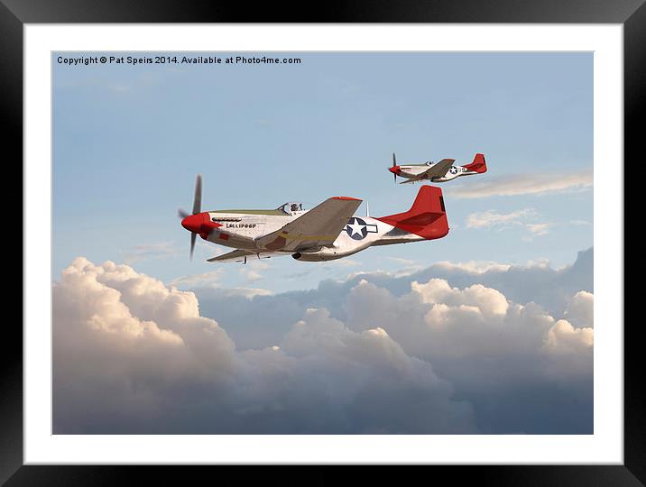 P51 Mustang - Red Tails Framed Mounted Print by Pat Speirs