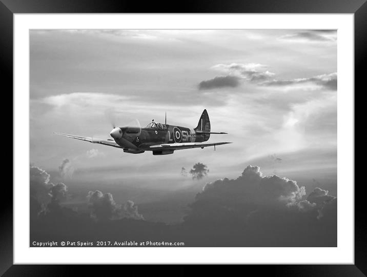 Spitfire - 'and shadows fall' Framed Mounted Print by Pat Speirs