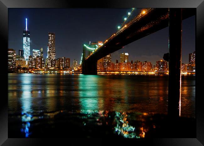 View of Manhattan from Brooklyn Framed Print by Lynn hanlon
