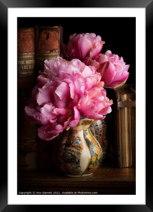 Tulips in the Library Framed Mounted Print by Ann Garrett
