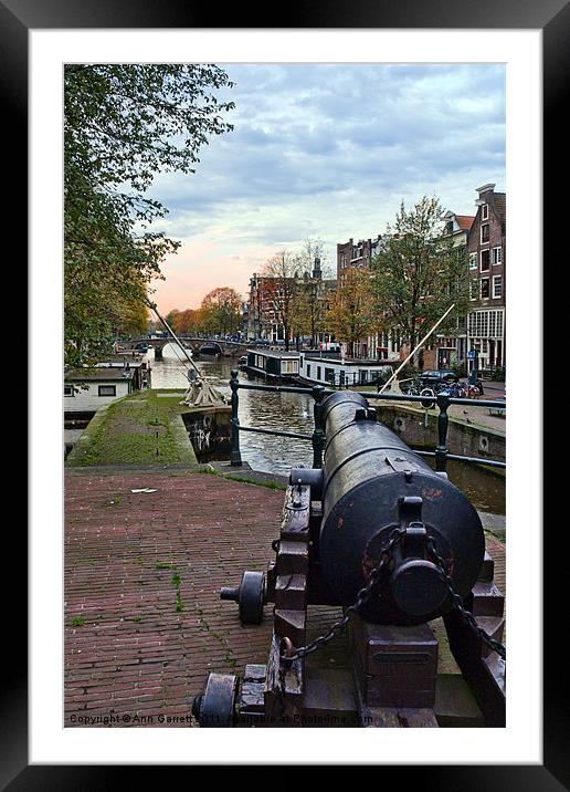 Amsterdam Cannon Framed Mounted Print by Ann Garrett