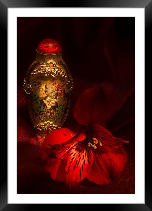 Oriental Snuff Bottle and Alstroemeria Framed Mounted Print by Ann Garrett