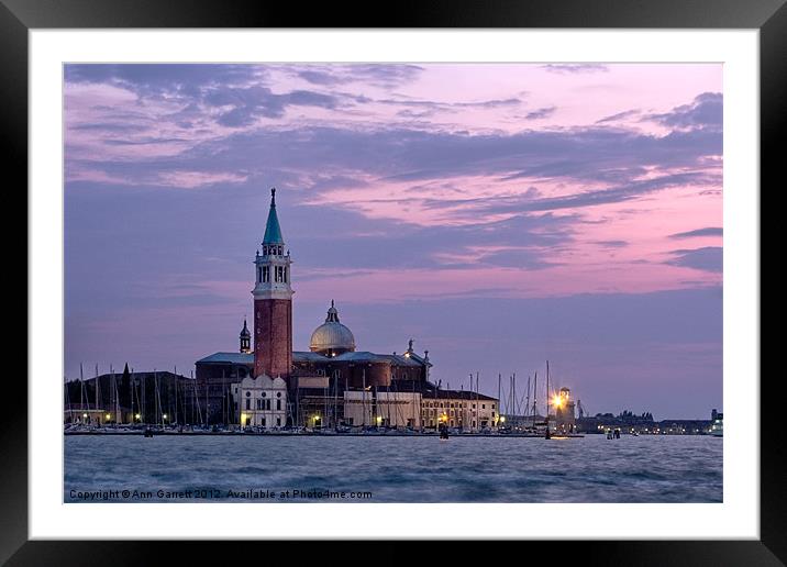 Evening Light - Church of San Giorgio Maggiore. Framed Mounted Print by Ann Garrett