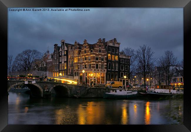 Amsterdam Corner Cafe Framed Print by Ann Garrett