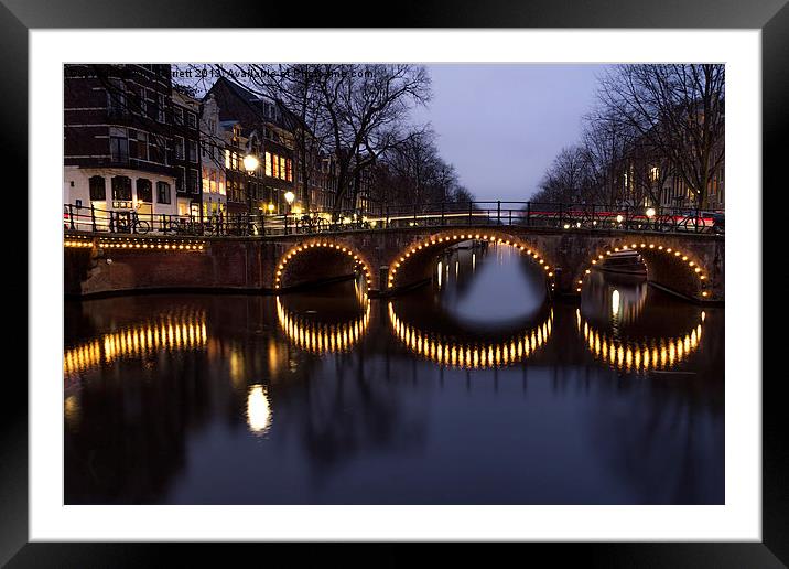 Cycle Light Trails in Amsterdam Framed Mounted Print by Ann Garrett