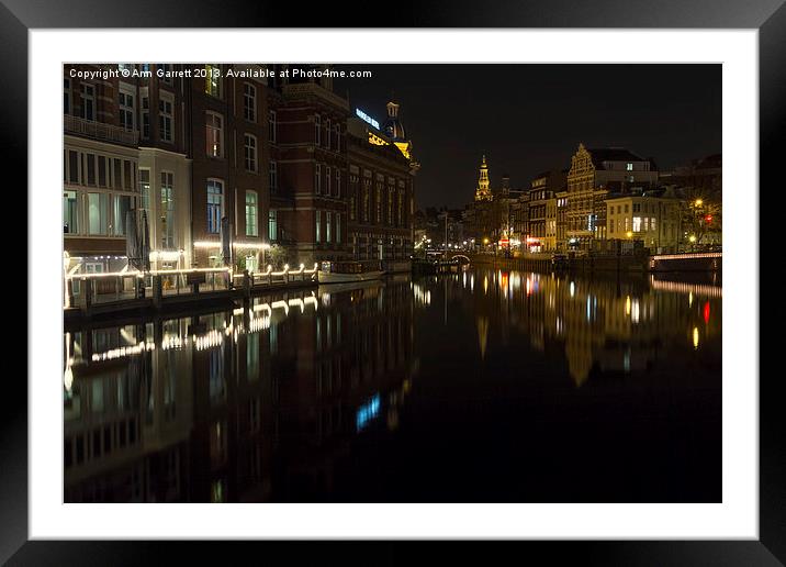 Amsterdam at Night 2 Framed Mounted Print by Ann Garrett