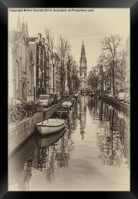 Amsterdam Backwater Sepia Framed Print by Ann Garrett