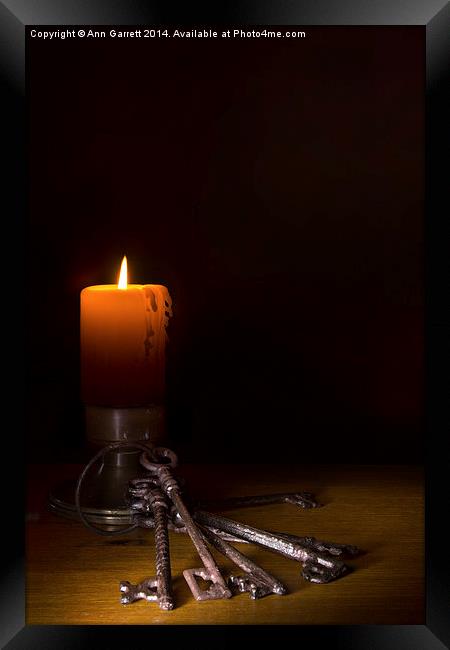 Candle and Old Keys Framed Print by Ann Garrett