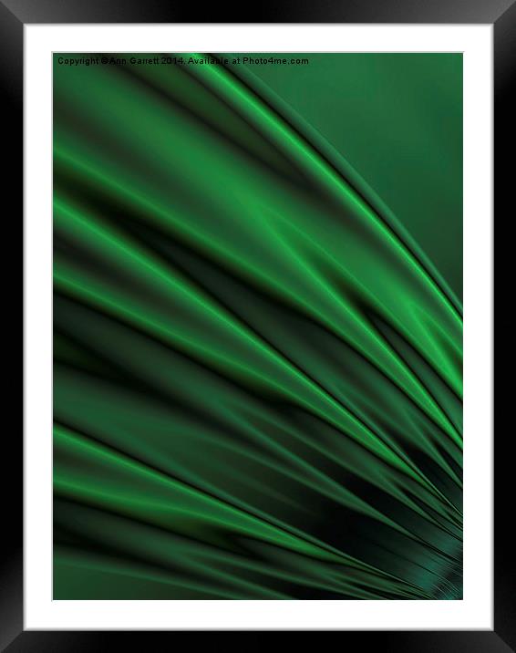 Green Satin - A Fractal Abstract Framed Mounted Print by Ann Garrett