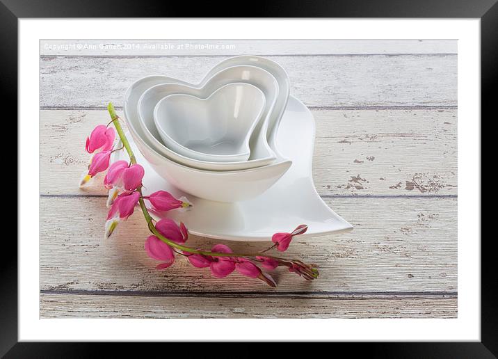 A Nest of Hearts with Dicentra Framed Mounted Print by Ann Garrett