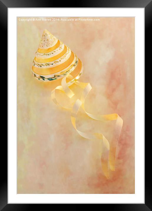 Shell with Ribbon Framed Mounted Print by Ann Garrett
