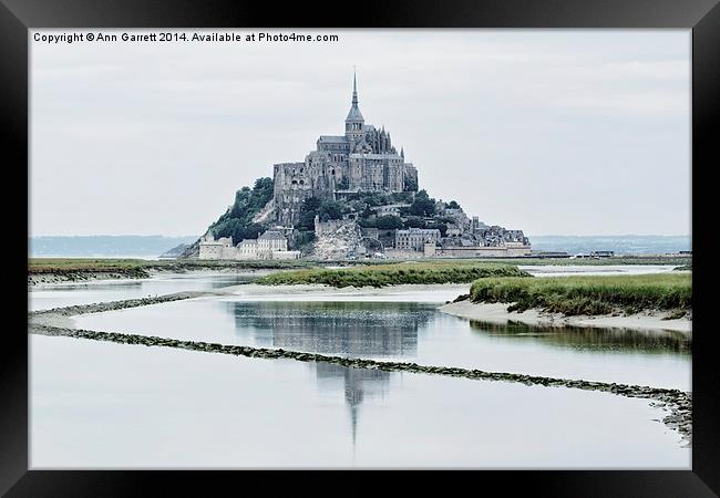 Rainy Day at Mont Saint Michel Framed Print by Ann Garrett