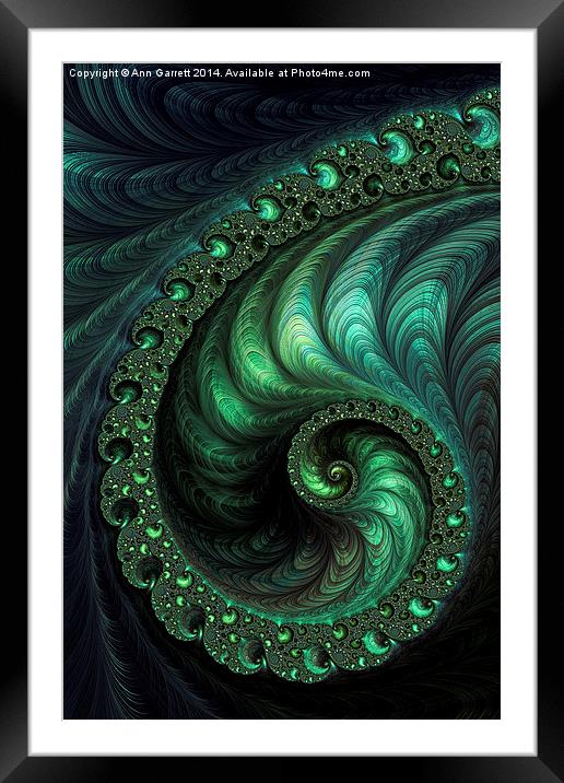 Fractal Emeralds -  A Fractal Abstract Framed Mounted Print by Ann Garrett