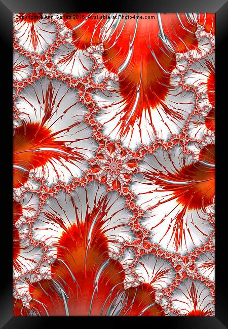 Red and White Fractal Abstract Framed Print by Ann Garrett