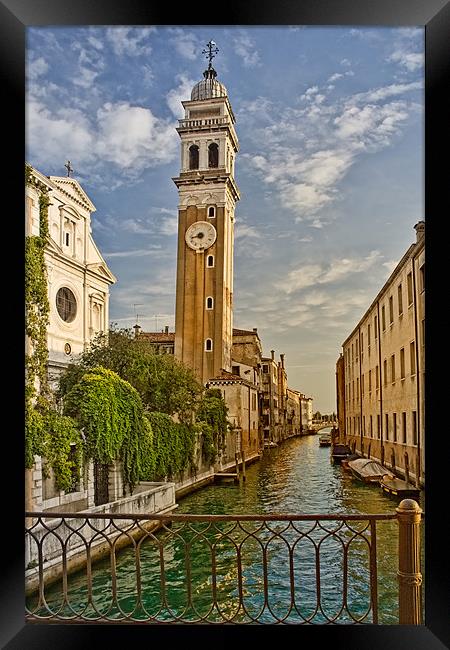 Clock Tower, Venice Framed Print by Ann Garrett