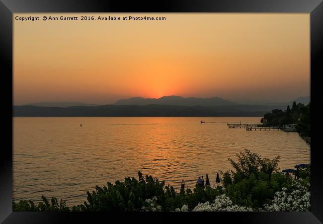 Lake Garda Sunset Framed Print by Ann Garrett
