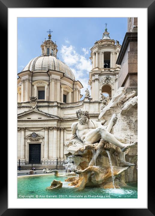 Fountain of the Four Rivers Rome Framed Mounted Print by Ann Garrett