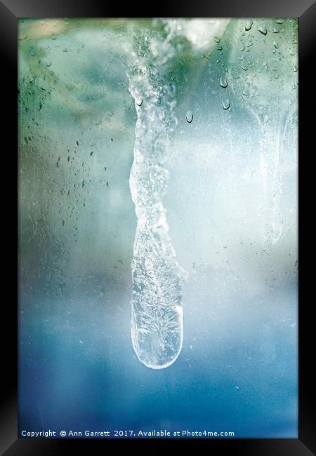 Icicle Through Glass Framed Print by Ann Garrett