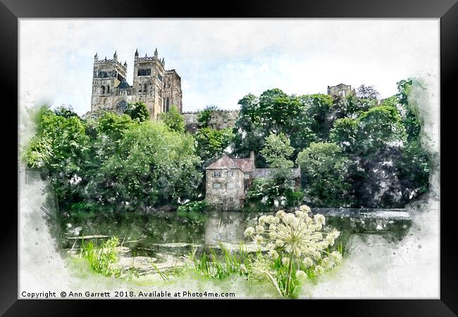 Durham Cathedral Digital Watercolour Framed Print by Ann Garrett