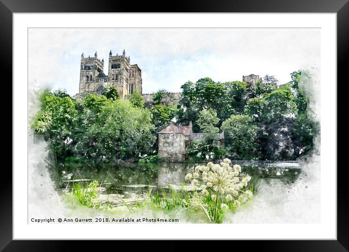Durham Cathedral Digital Watercolour Framed Mounted Print by Ann Garrett