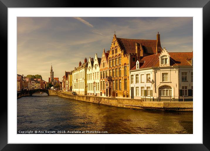 Bruges Canal Framed Mounted Print by Ann Garrett