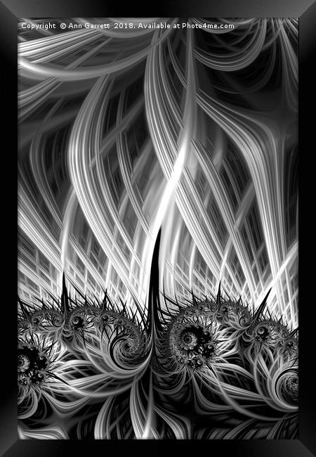 Black and White Fractal Framed Print by Ann Garrett