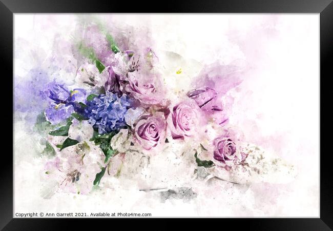 Lilac Rose Posy Framed Print by Ann Garrett