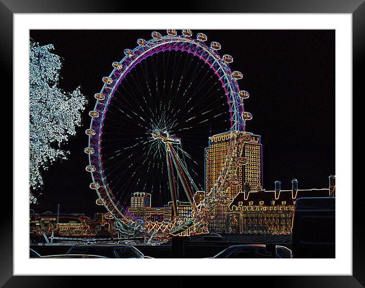 PSYCHEDELIC LONDON EYE Framed Mounted Print by David Atkinson