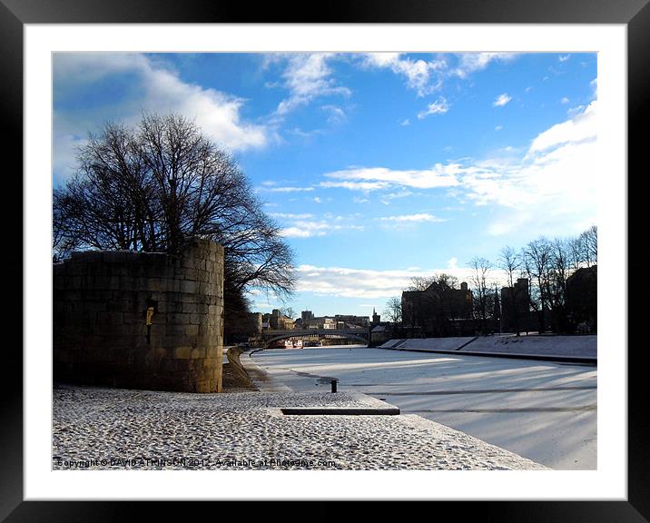 FROZEN RIVER OUSE Framed Mounted Print by David Atkinson