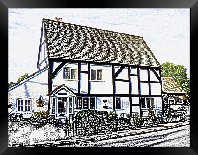 COUNTRY COTTAGE SKETCH Framed Print by David Atkinson